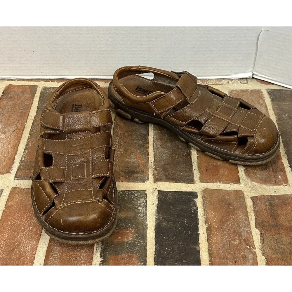 Born Cabot III Sandals Brown Leather Fisherman‎ Comfort Casual Shoes Men's 13